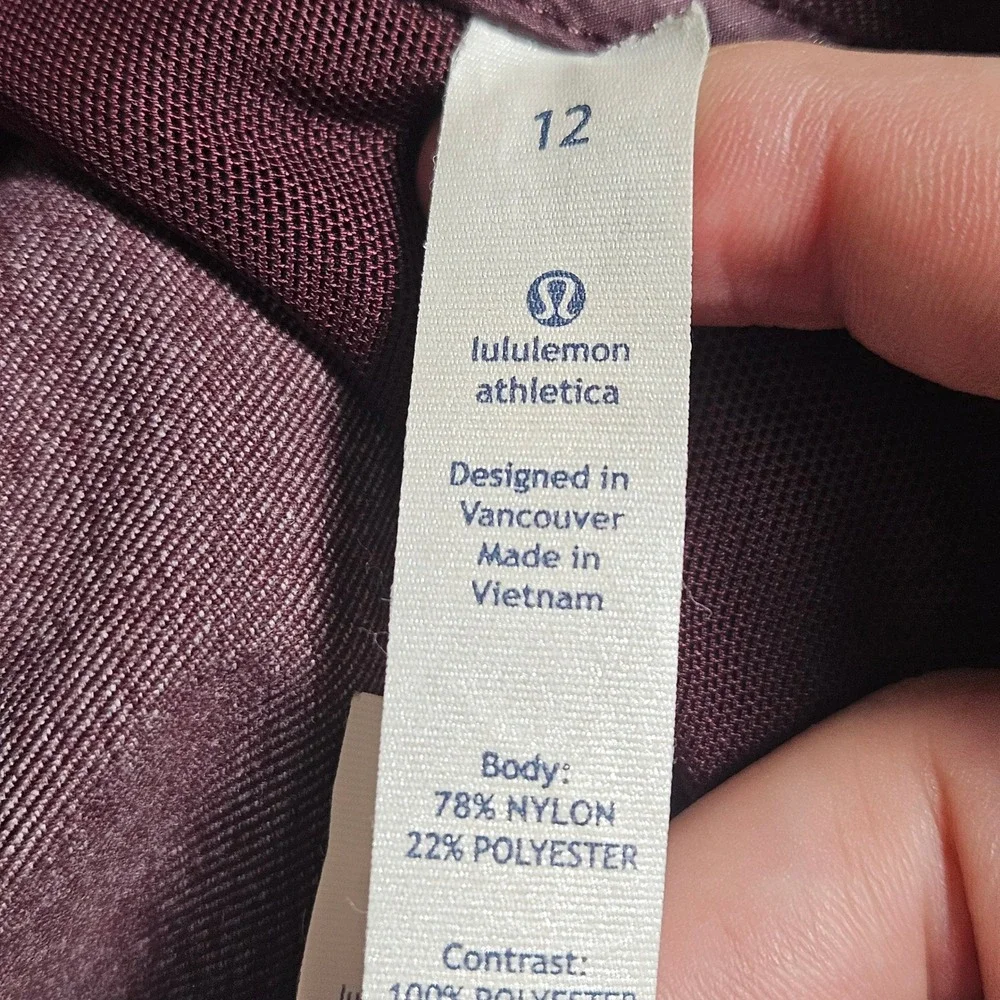 Lululemon Athletica Coco Softshell Pea Coat Double Breasted Bordeaux Drama 12
